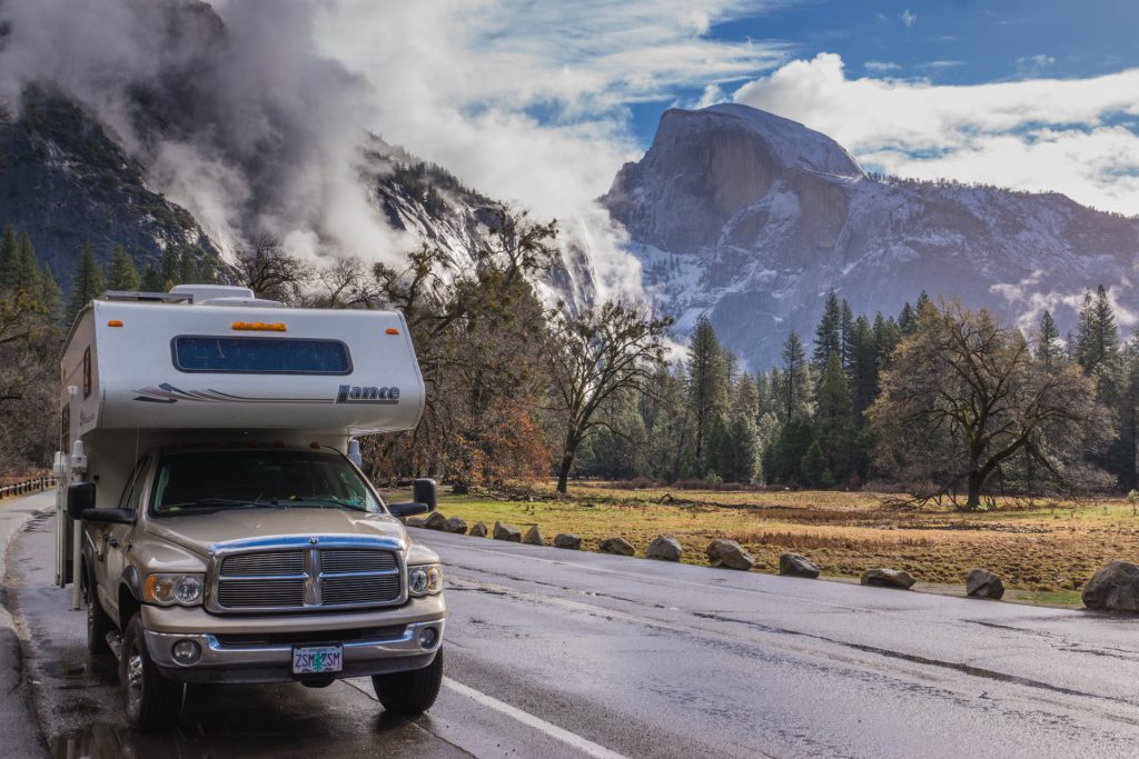 RV on the side of a beautiful vista