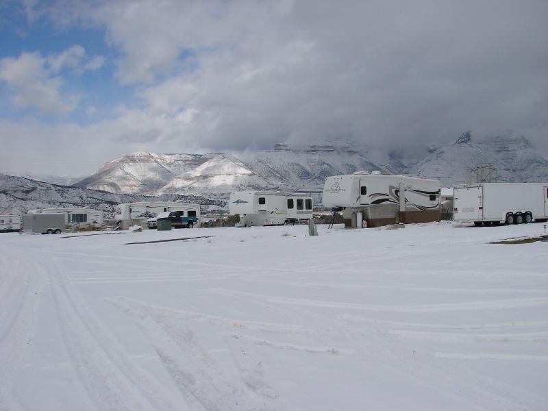 A group of RVs Performing Winter RV Living